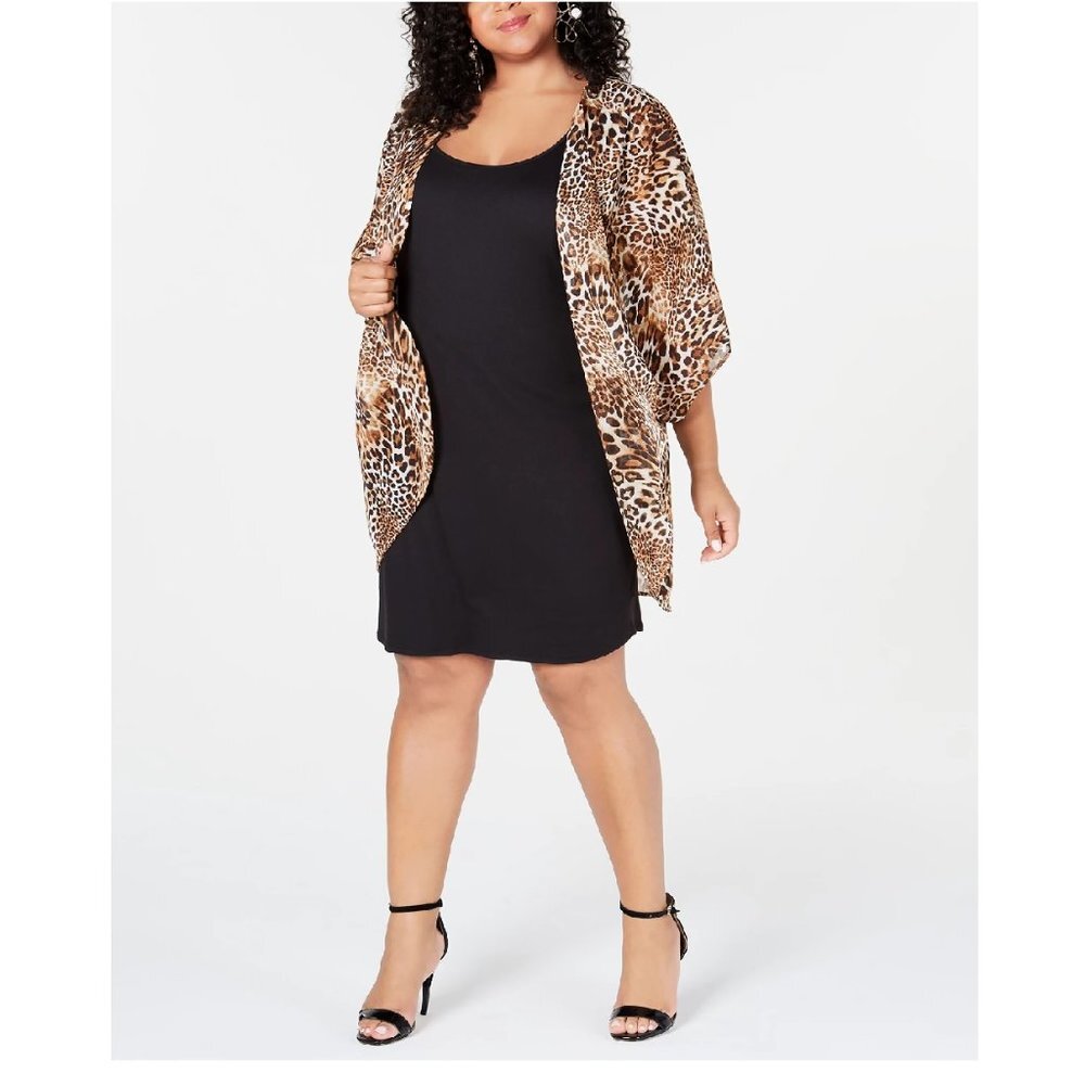 Love Squared Trendy Plus Size Sheath Dress & Animal-Print Overlay